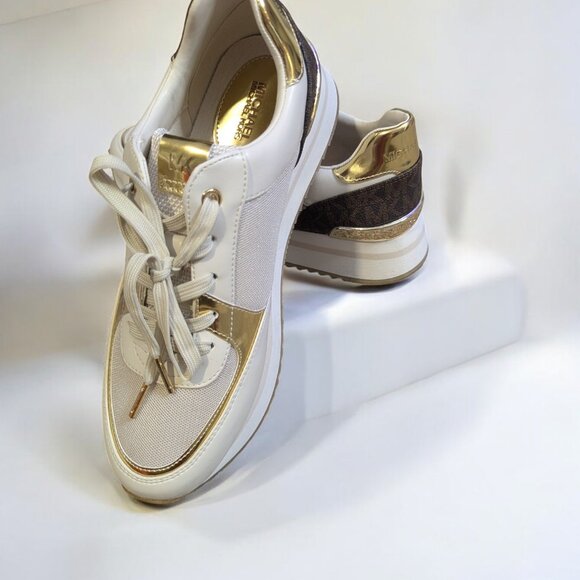 Michael Kors Georgie Trainers, White & Gold, Women's Size 7.5, Logo - Picture 7 of 7